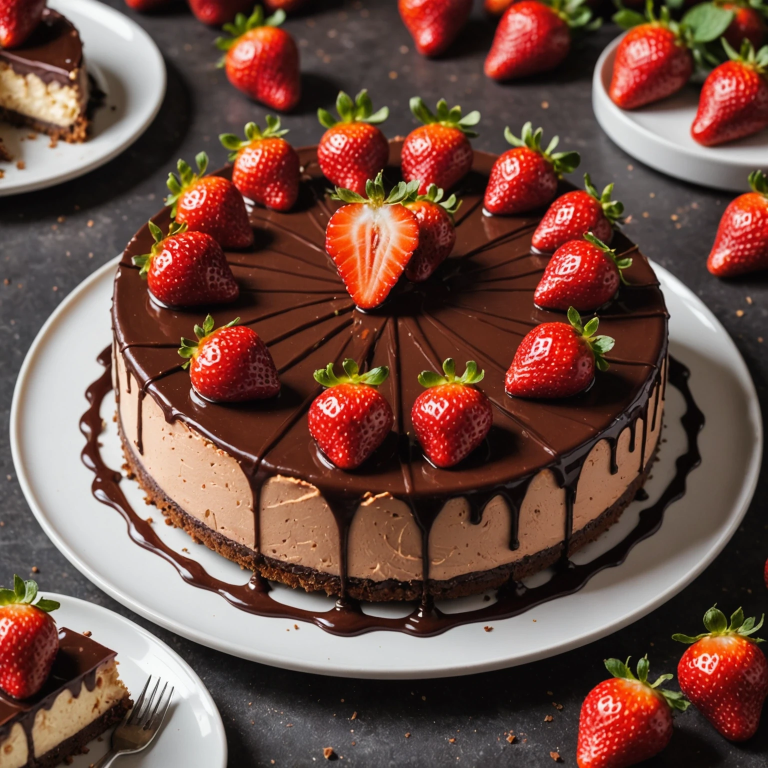 Recipe Image Chocolate Strawberry Cheesecake
