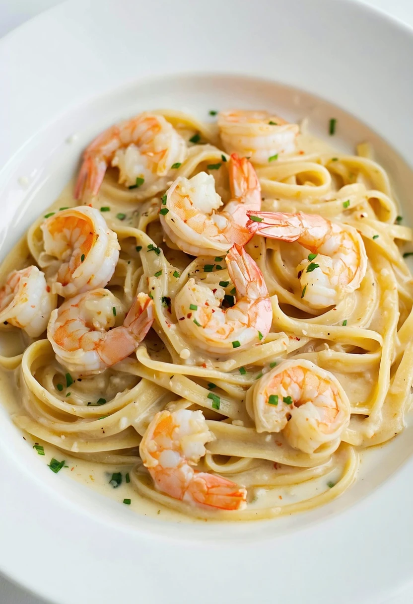 Recipe Image Creamy Garlic Shrimp Pasta