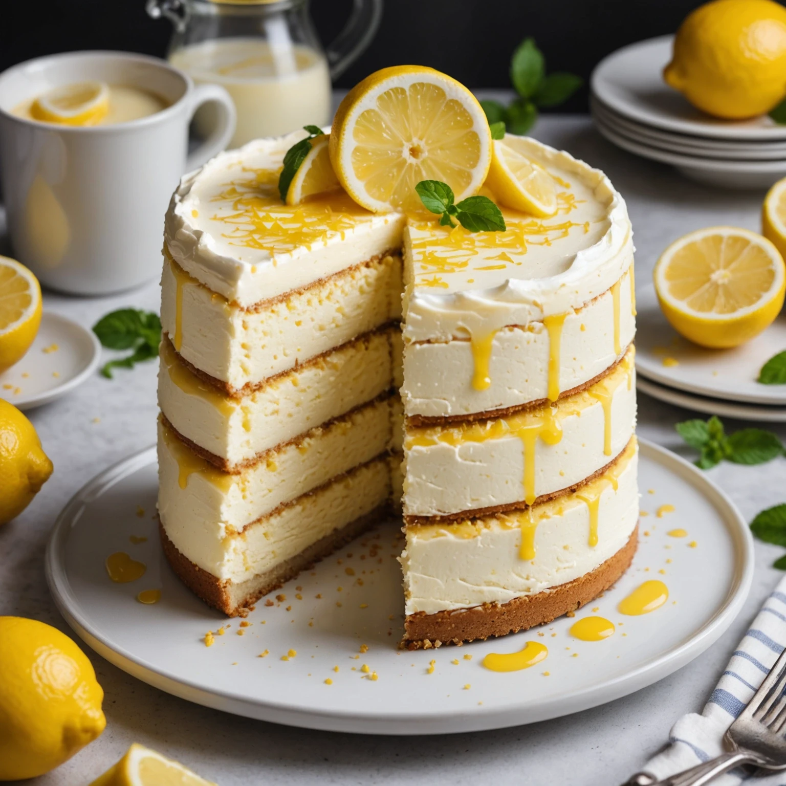 Lemon Cheesecake Cake Recipe | Give Me Cookie