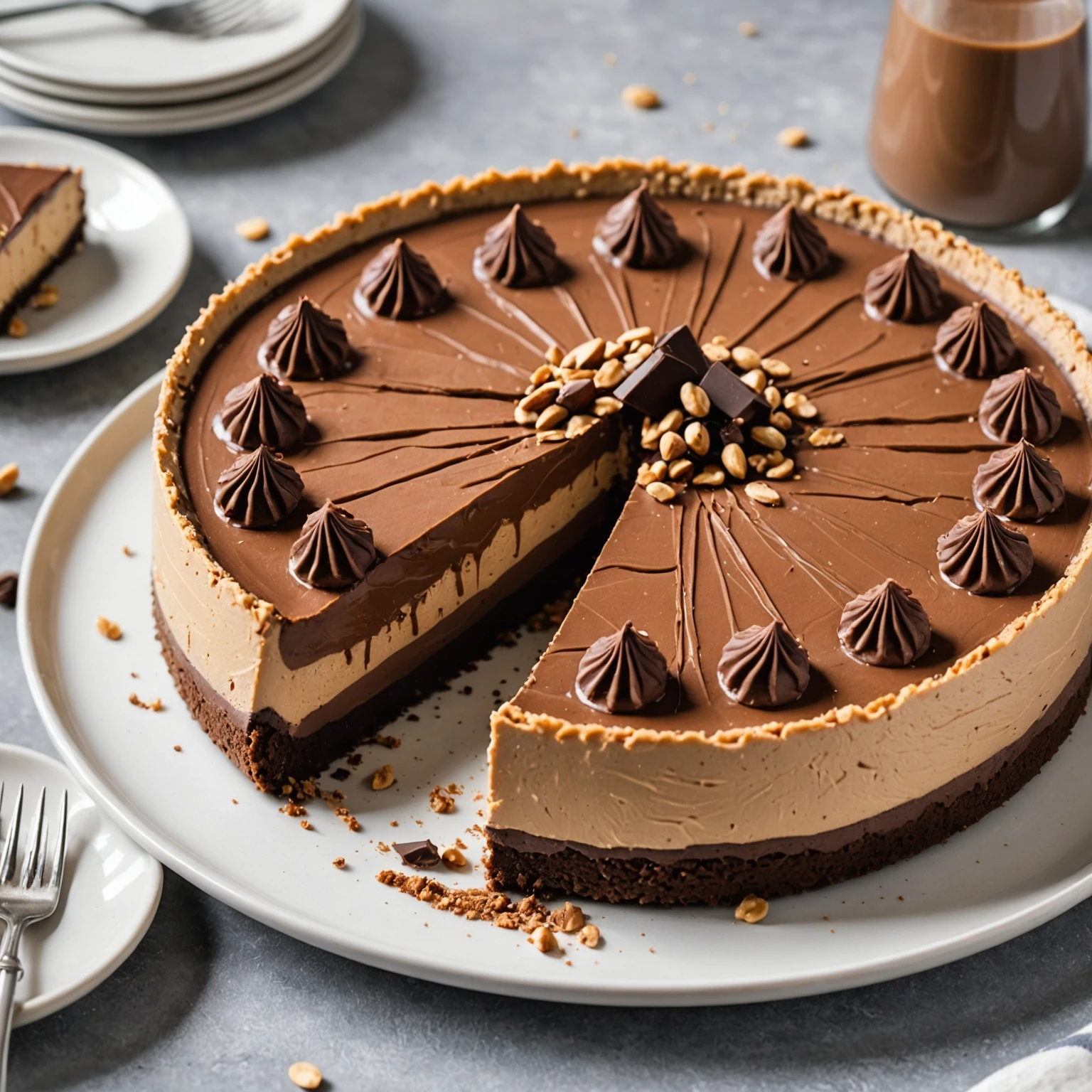 Recipe Image No-Bake Chocolate Peanut Butter Cheesecake