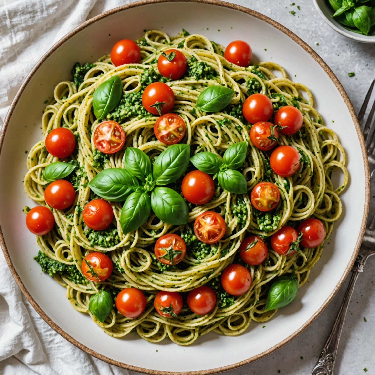 Recipe Image Pesto Pasta with Cherry Tomatoes