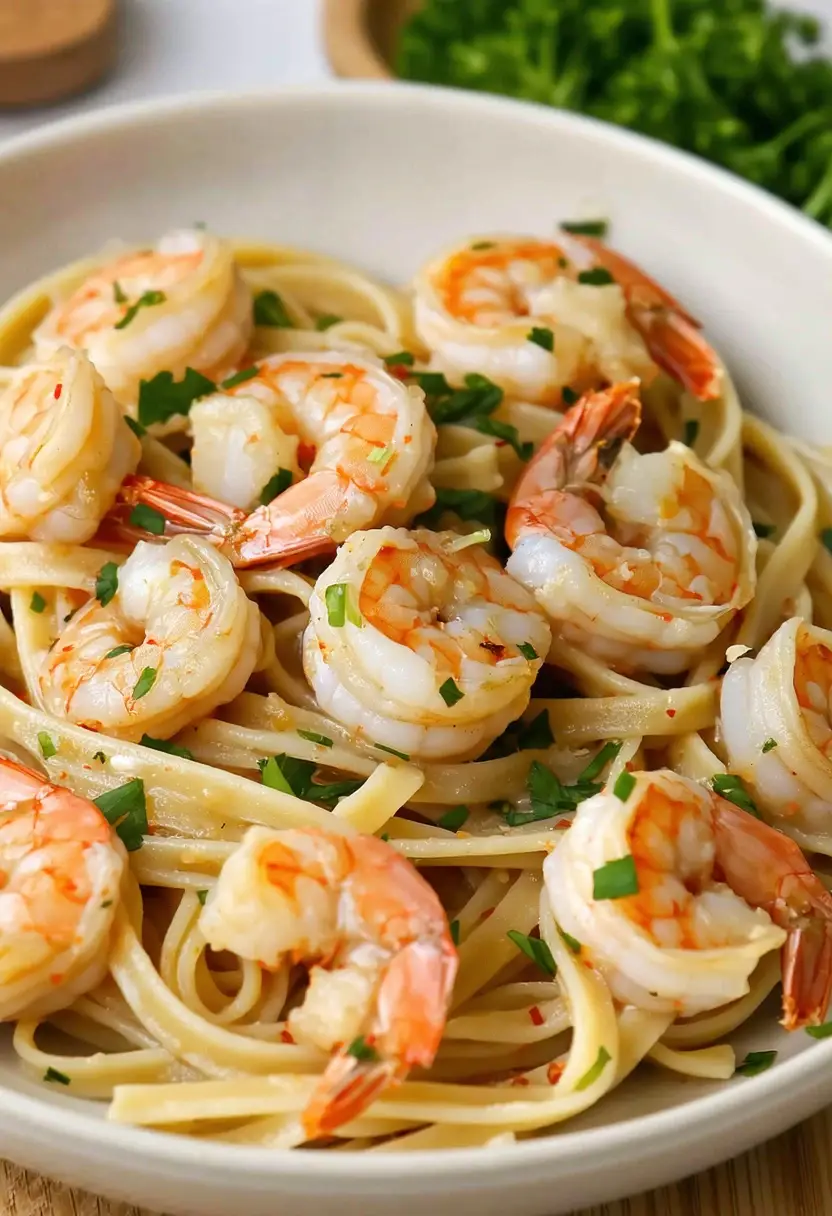 Recipe Image Quick Garlic Shrimp Pasta