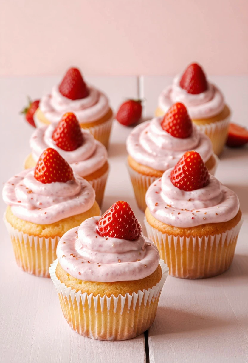 Strawberry Cream Cupcakes Recipe | Give Me Cookie