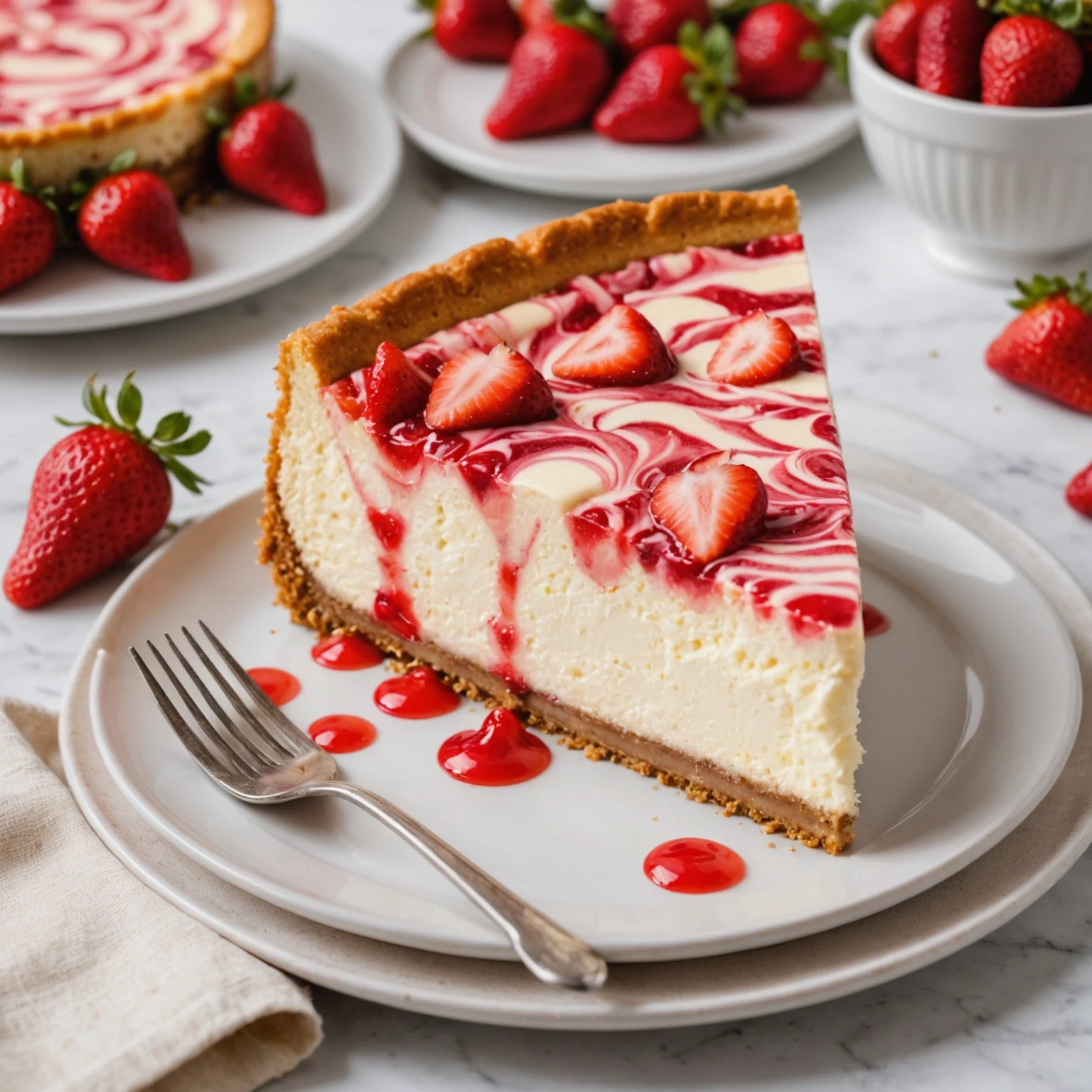 Recipe Image Strawberry Swirl Cheesecake